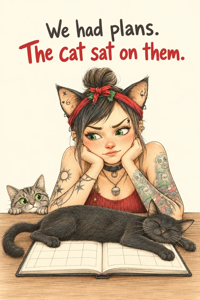 We had plans. The cat sat on them.