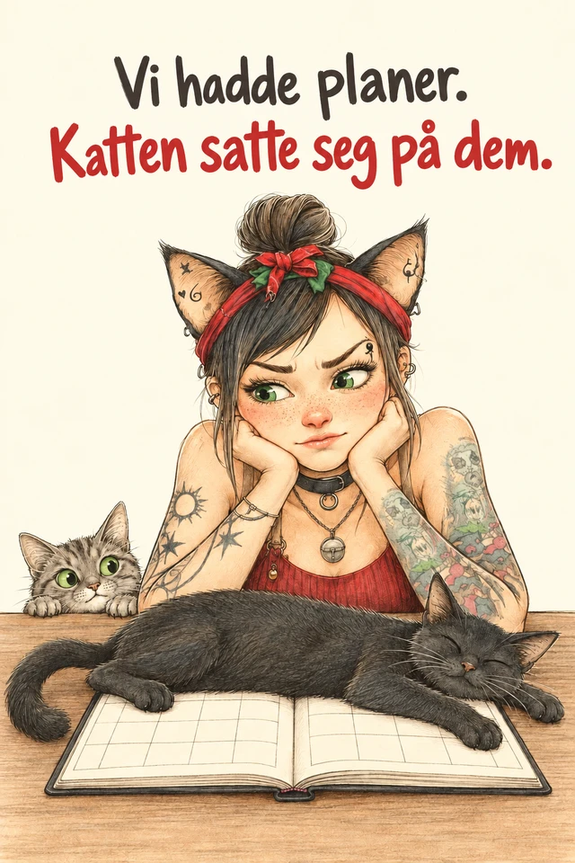Vi hadde planer. Katten satte seg på dem.