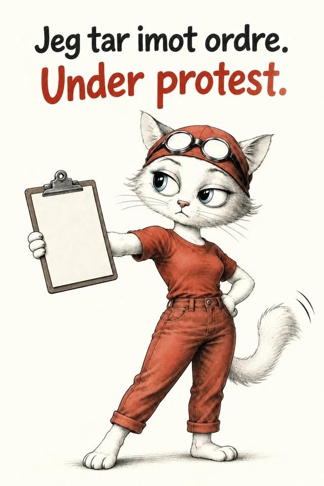 Jeg tar imot ordre. Under protest.