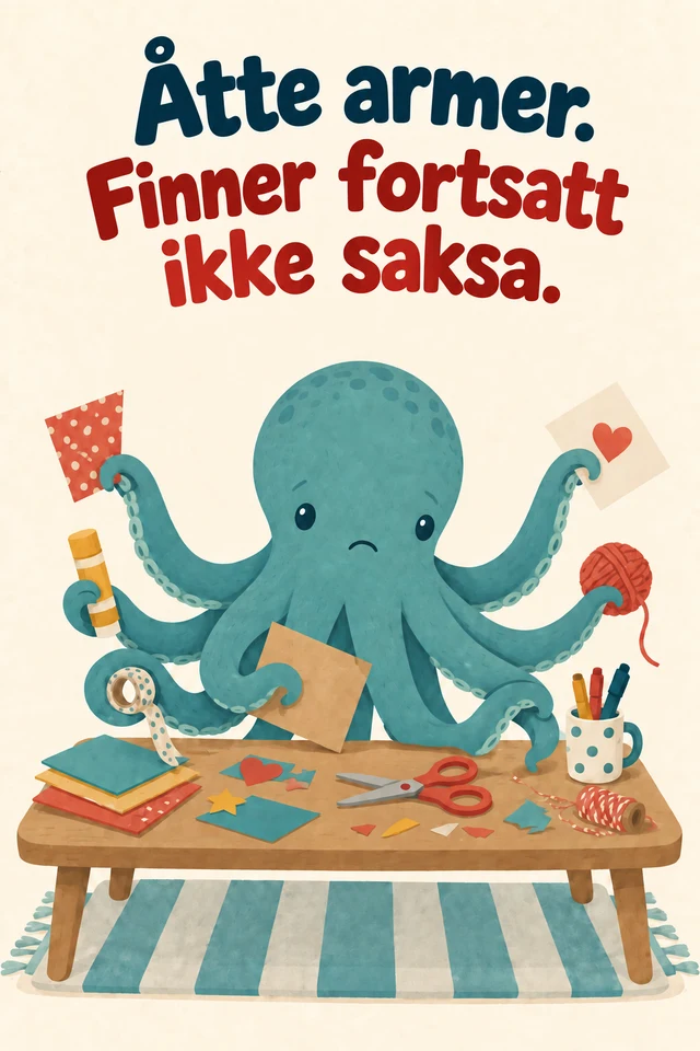 Åtte armer. Finner fortsatt ikke saksa.