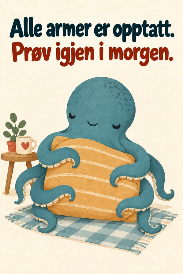 Alle armer er opptatt. Prøv igjen i morgen.