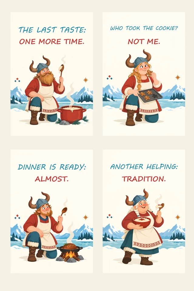 English print proof for Horned Viking Christmas Feast