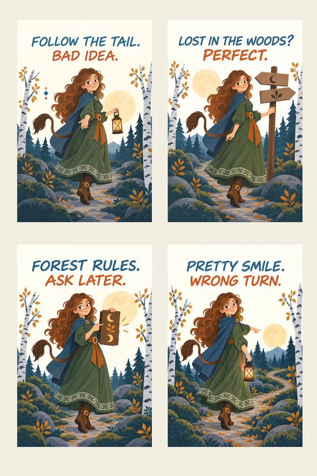 English print proof for Huldra Moonlight Mischief