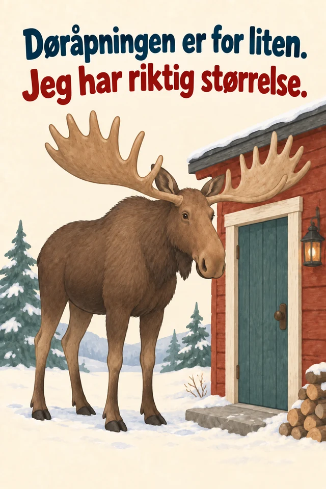 Døråpningen er for liten. Jeg har riktig størrelse.