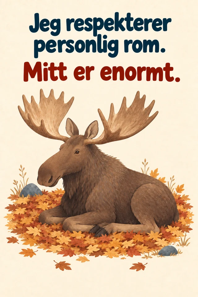 Jeg respekterer personlig rom. Mitt er enormt.