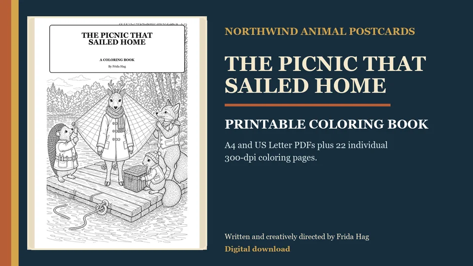The Picnic That Sailed Home Printable colouring book genuine product presentation