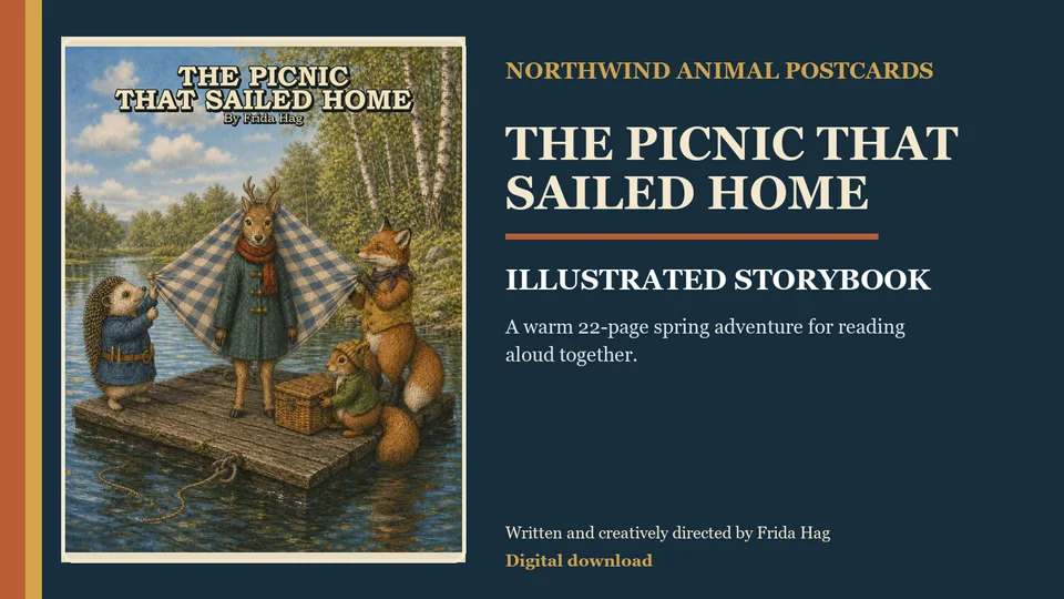 Illustrated storybook preview from the existing Fridahag product page