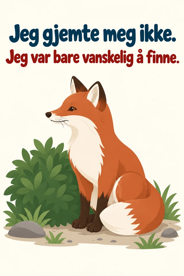 Jeg gjemte meg ikke. Jeg var bare vanskelig å finne.