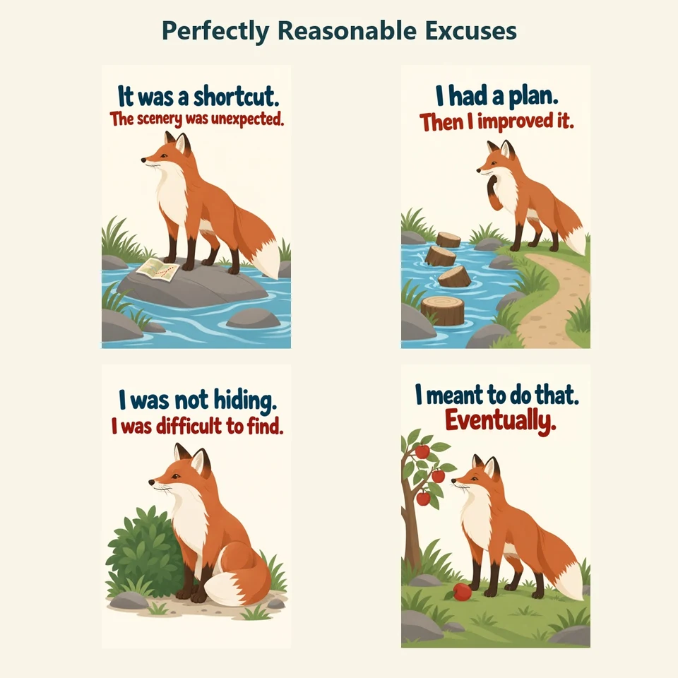 Perfectly Reasonable Excuses: four animal poster designs