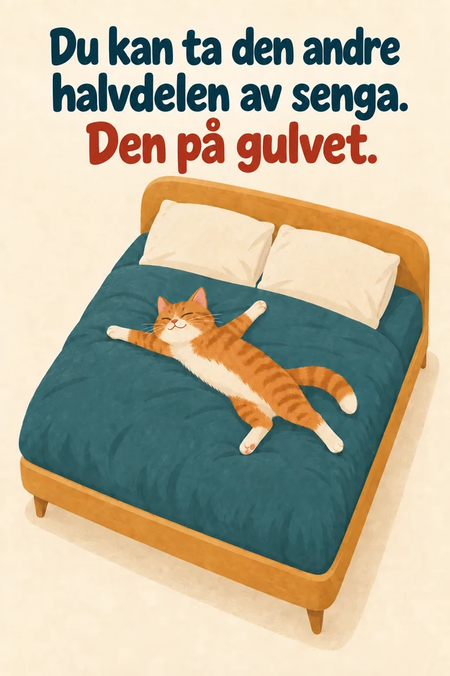 Du kan ta den andre halvdelen av senga. Den på gulvet.