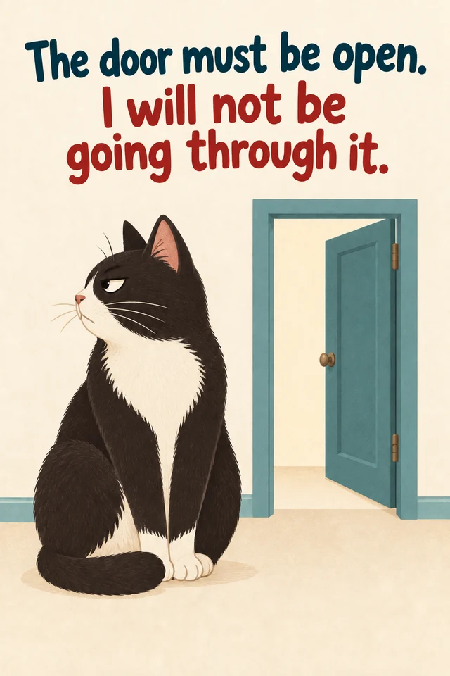 The door must be open. I will not be going through it.