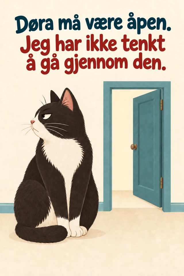 Døra må være åpen. Jeg har ikke tenkt å gå gjennom den.