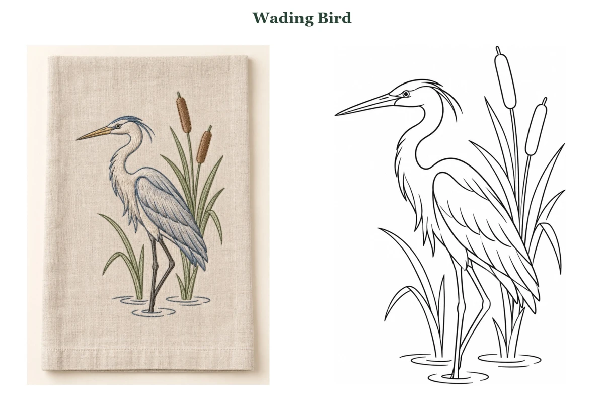 Wading Bird finished-use idea beside its outline