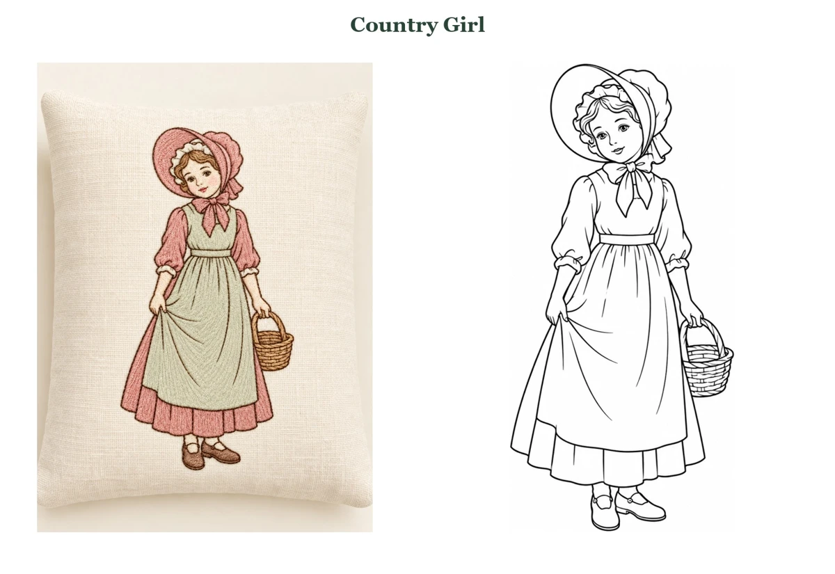 Country Girl finished-use idea beside its outline