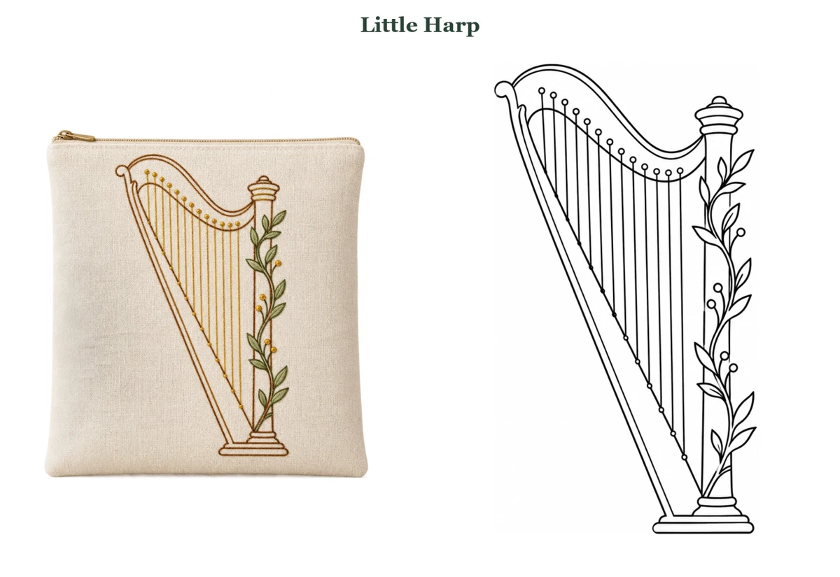 Little Harp finished-use idea beside its outline