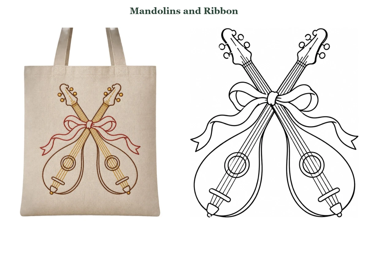Mandolins and Ribbon finished-use idea beside its outline