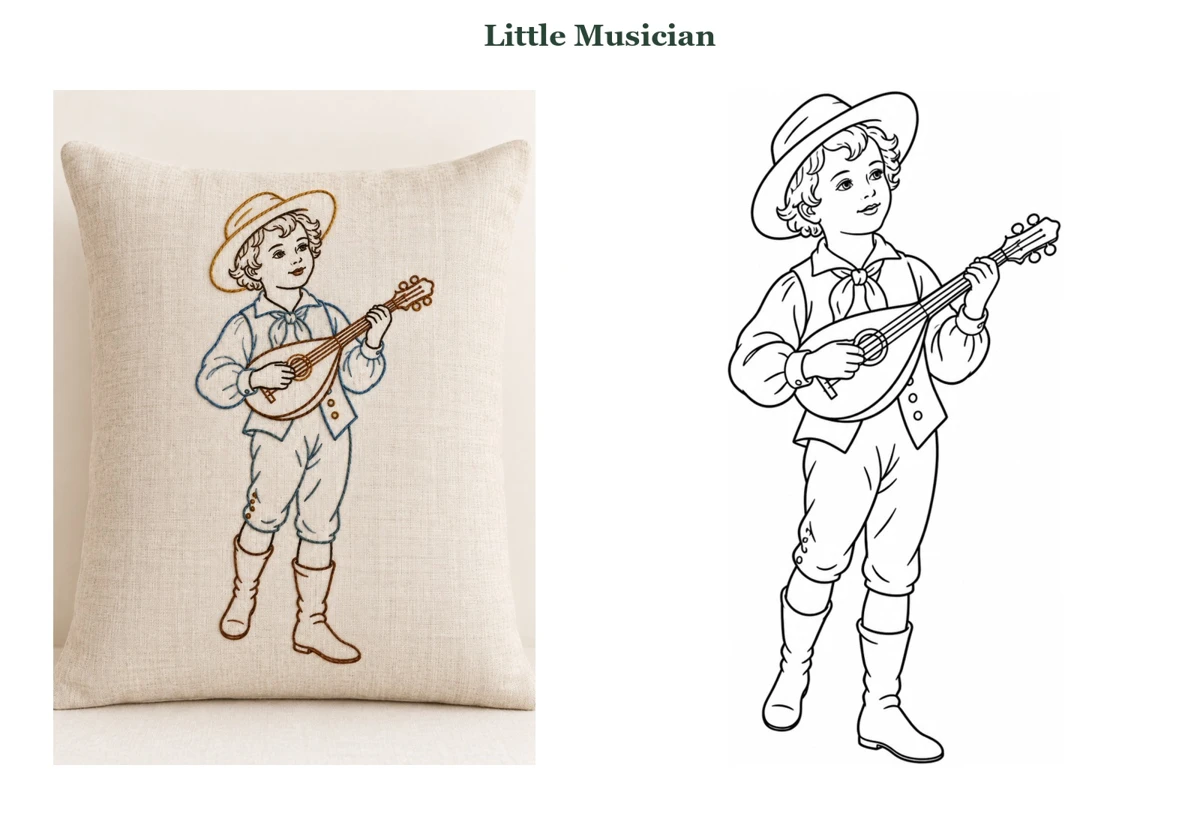 Little Musician finished-use idea beside its outline