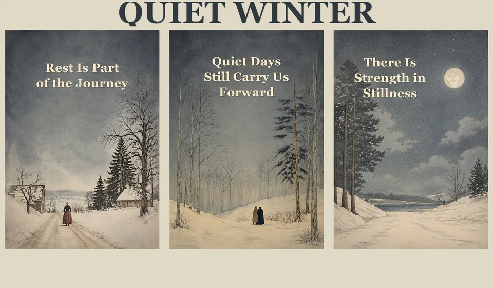 Three quiet winter landscape affirmation posters