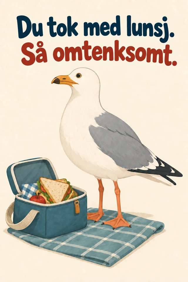 Du tok med lunsj. Så omtenksomt.