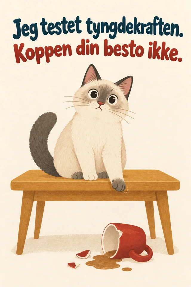 Jeg testet tyngdekraften. Koppen din besto ikke.