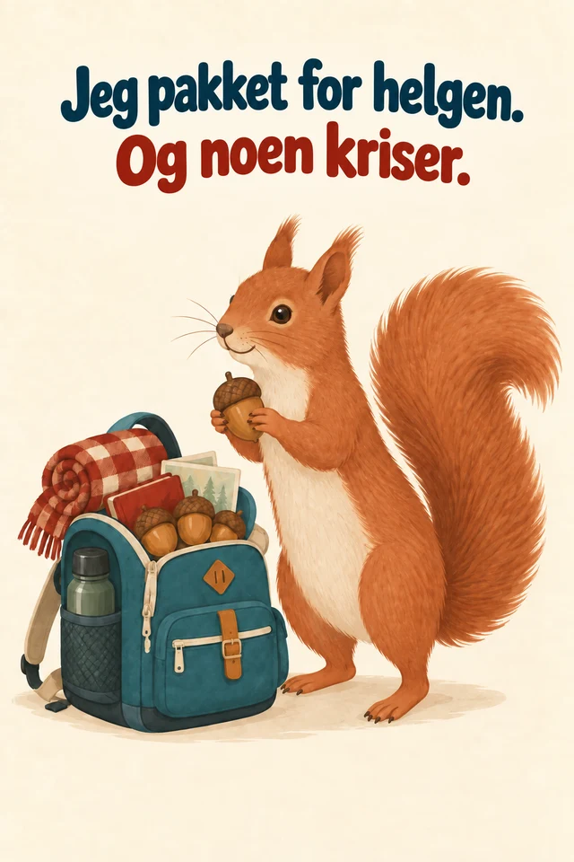 Jeg pakket for helgen. Og noen kriser.