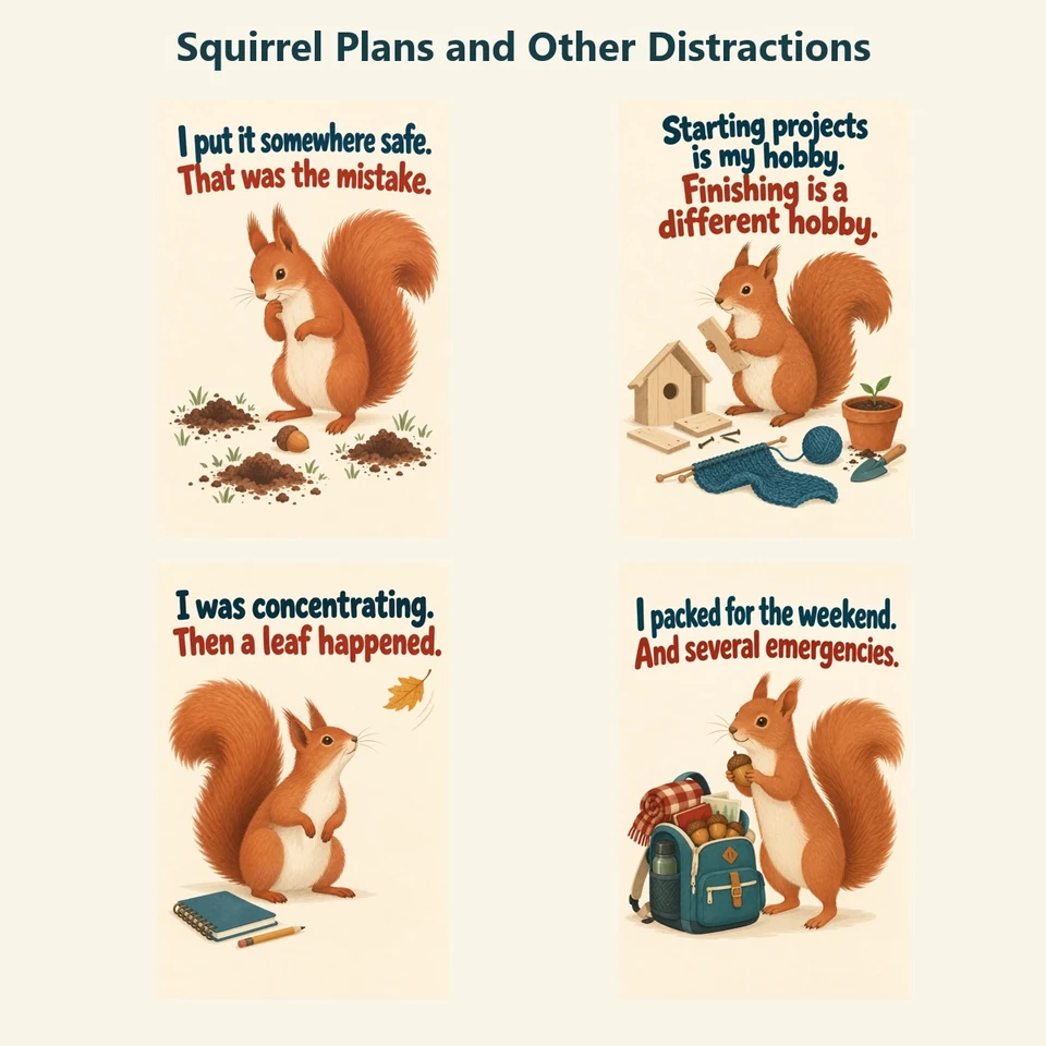 Squirrel Plans and Other Distractions: four animal poster designs