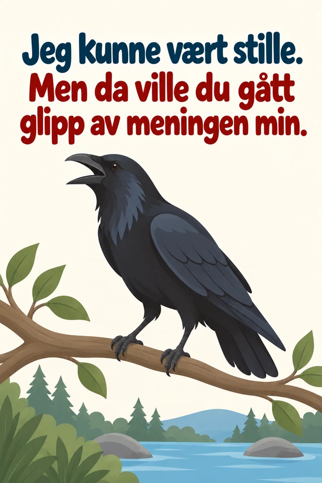 Jeg kunne vært stille. Men da ville du gått glipp av meningen min.