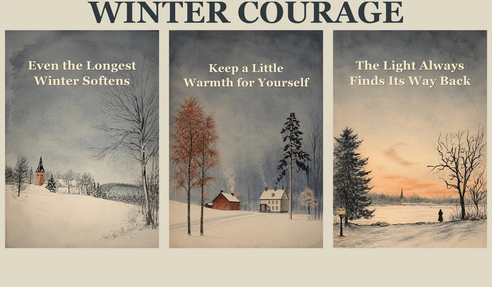Three moody winter landscape affirmation posters