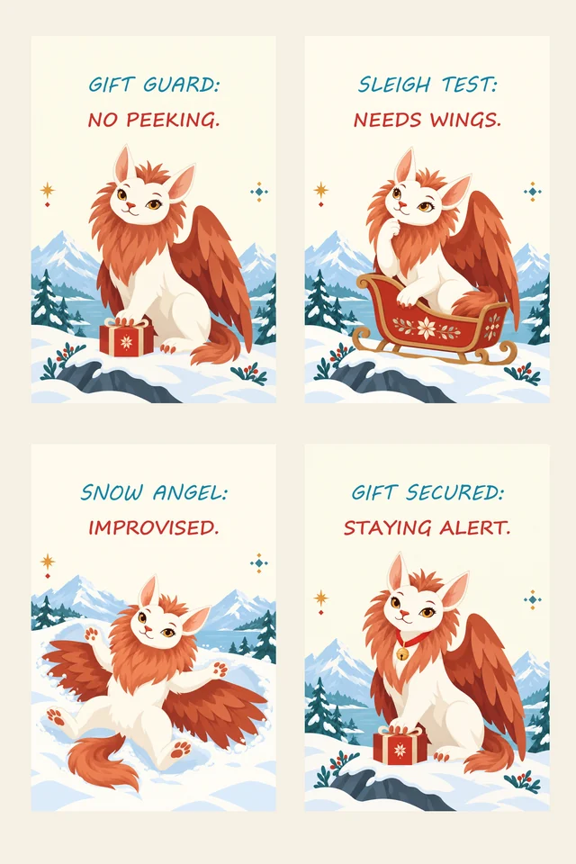 English print proof for Winter Griffin Gift Guard