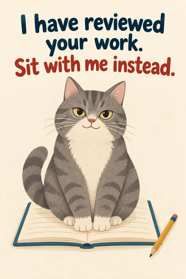 I have reviewed your work. Sit with me instead.