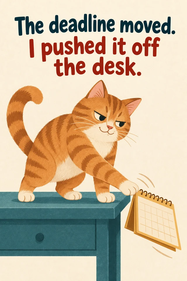 The deadline moved. I pushed it off the desk.