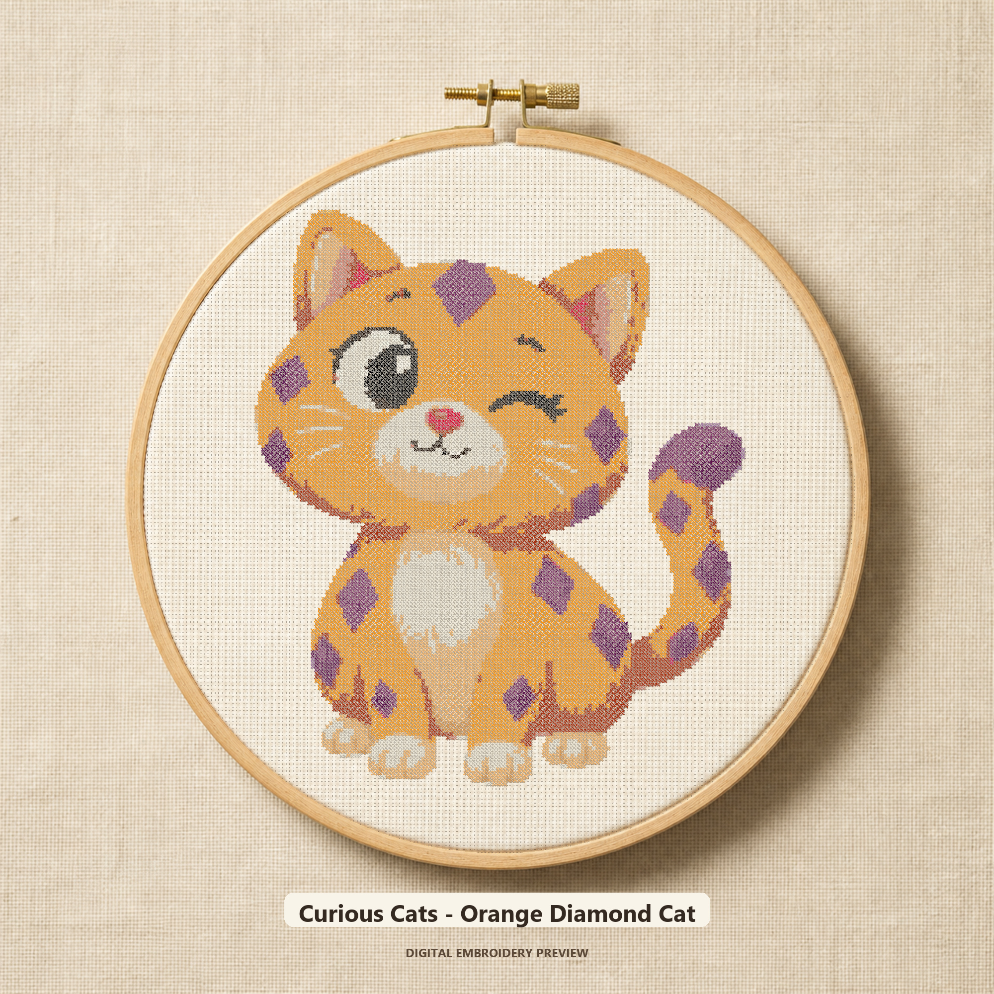 Curious Cats - Orange Diamond Cat