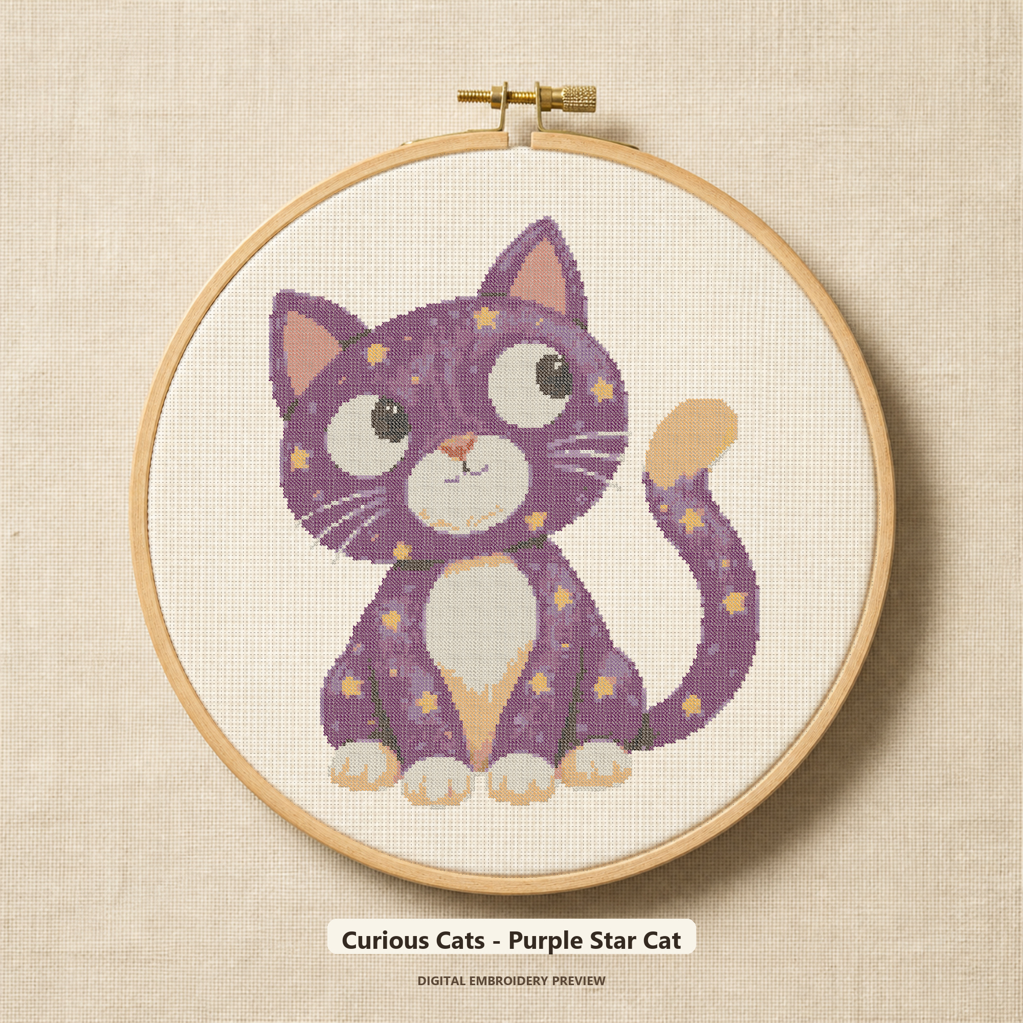 Curious Cats - Purple Star Cat