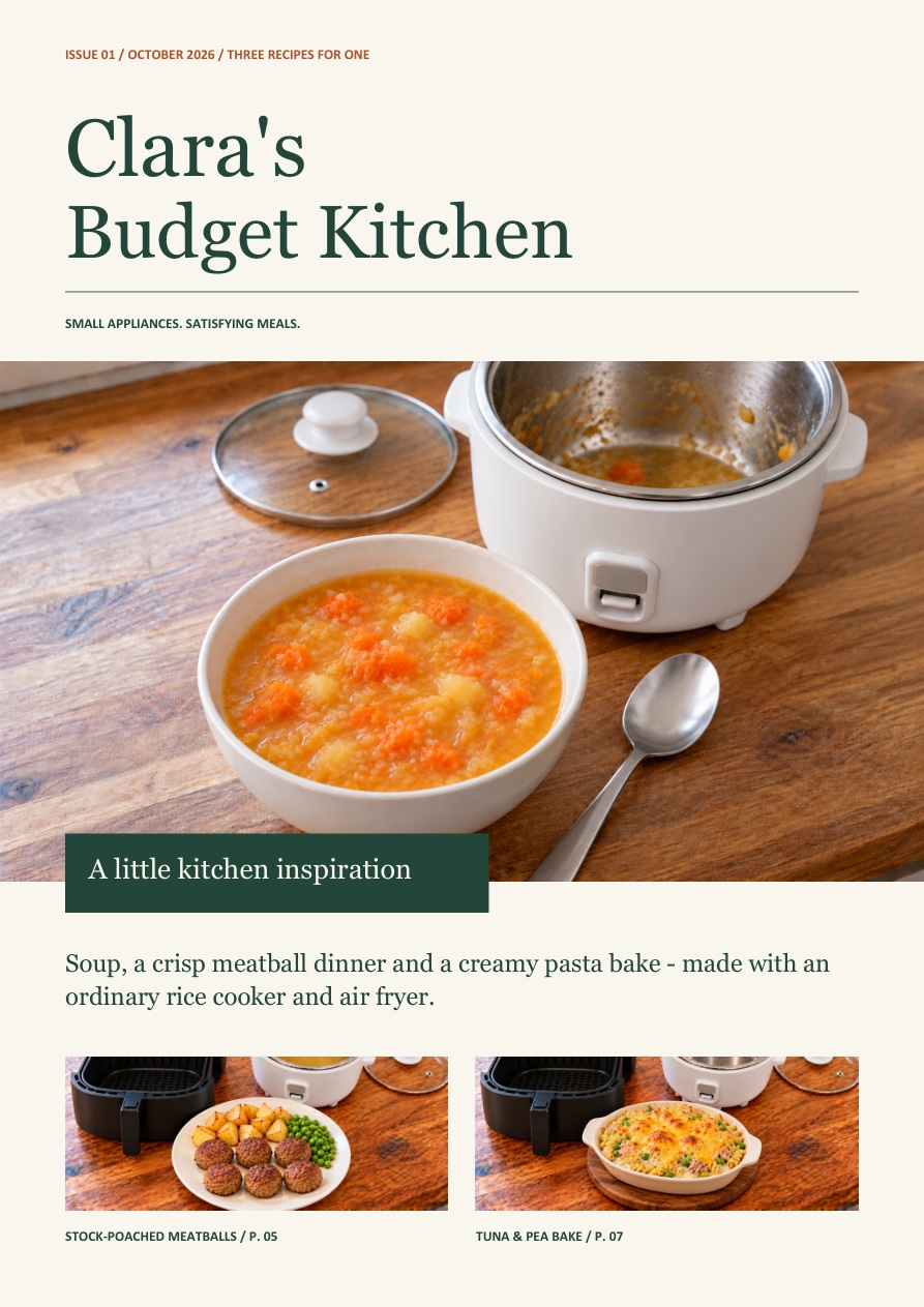Clara’s Budget Kitchen: Three Small-Appliance Recipes for One