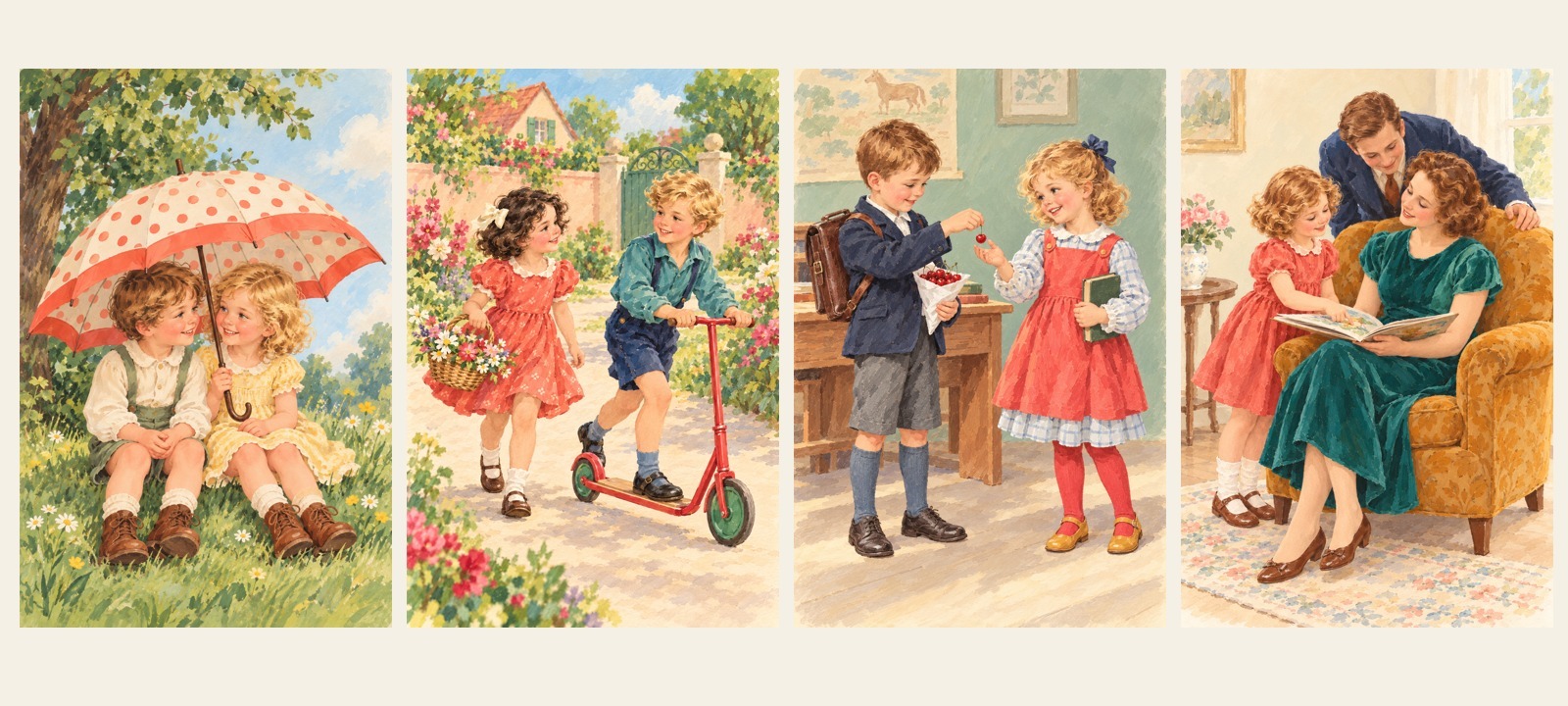 Childhood Companions — four illustrations