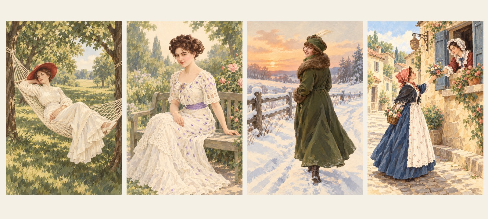 Gardens and Seasons — four illustrations