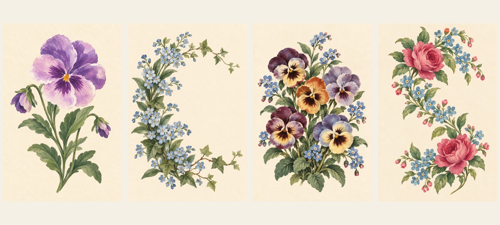 Little Blossoms — four illustrations