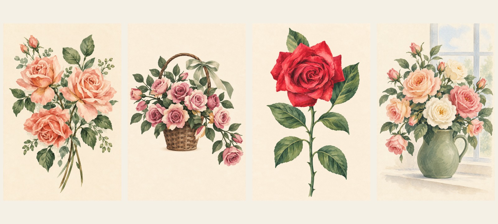 Rose Garden — four illustrations